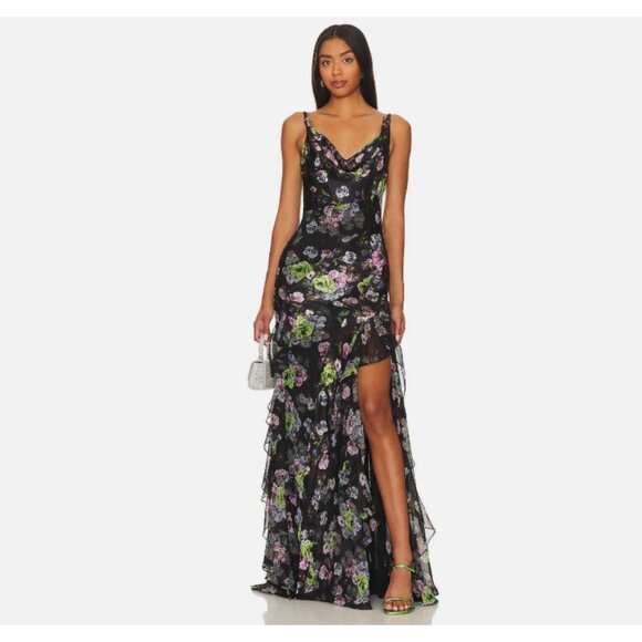Cinq a Sept Midnight Floral Bloom Isla Gown - Picture 3 of 13